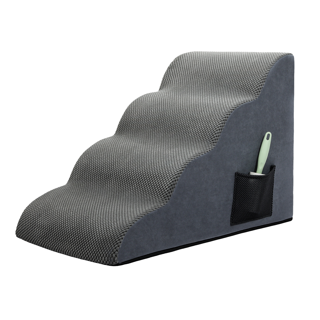Pawz 4 Steps Pet Stairs Dog Ramp High Density Foam Grey-2018816829564260360