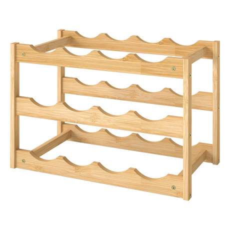 Toque Natural Bamboo Wine Rack 12 Bottles Organizer-2006732763805388808