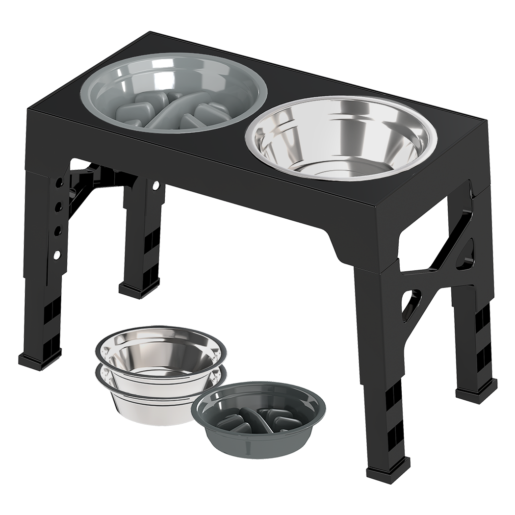 PaWz Elevated Dog Bowls 2 Stainless Steel Bowls and 1 Slow Feeder Bowl-1954802490386026504