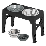 PaWz Elevated Dog Bowls 2 Stainless Steel Bowls and 1 Slow Feeder Bowl - Low Angle