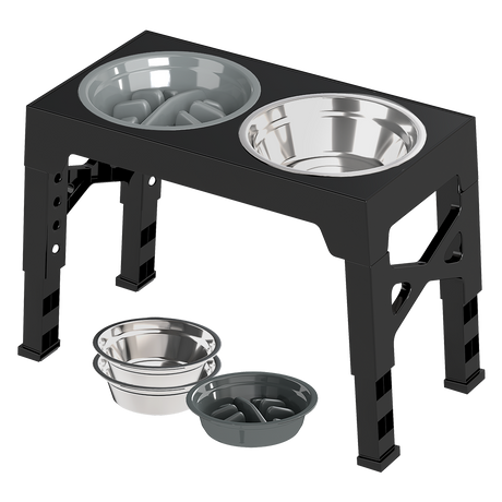 PaWz Elevated Dog Bowls 2 Stainless Steel Bowls and 1 Slow Feeder Bowl-1954802490386026504