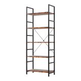 Levede 5-Tier Industrial Bookshelf Bookcase 157.5cm - Low Angle