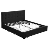 Levede Queen Bed Frame Fabric Tufted Dark Grey-2006733223215894536