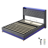 Levede Double Bed Frame Gas Lift LED Light - Low Angle