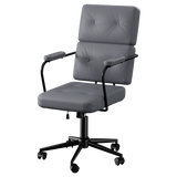 LEVEDE Ergonomic Office Chair Computer PU Grey - Low Angle