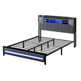 Levede Double Bed Frame with Storage Headboard RGB LED - Low Angle