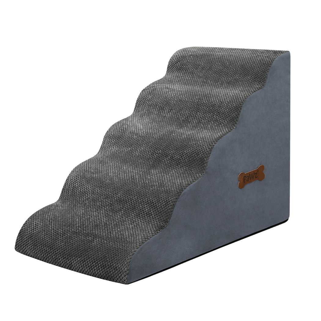 Pawz 5 Steps Pet Stairs Dog Ramp High Density Foam Grey-2006732707526217736