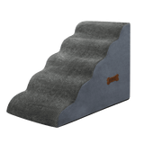 Pawz 5 Steps Pet Stairs Dog Ramp High Density Foam Grey - Low Angle