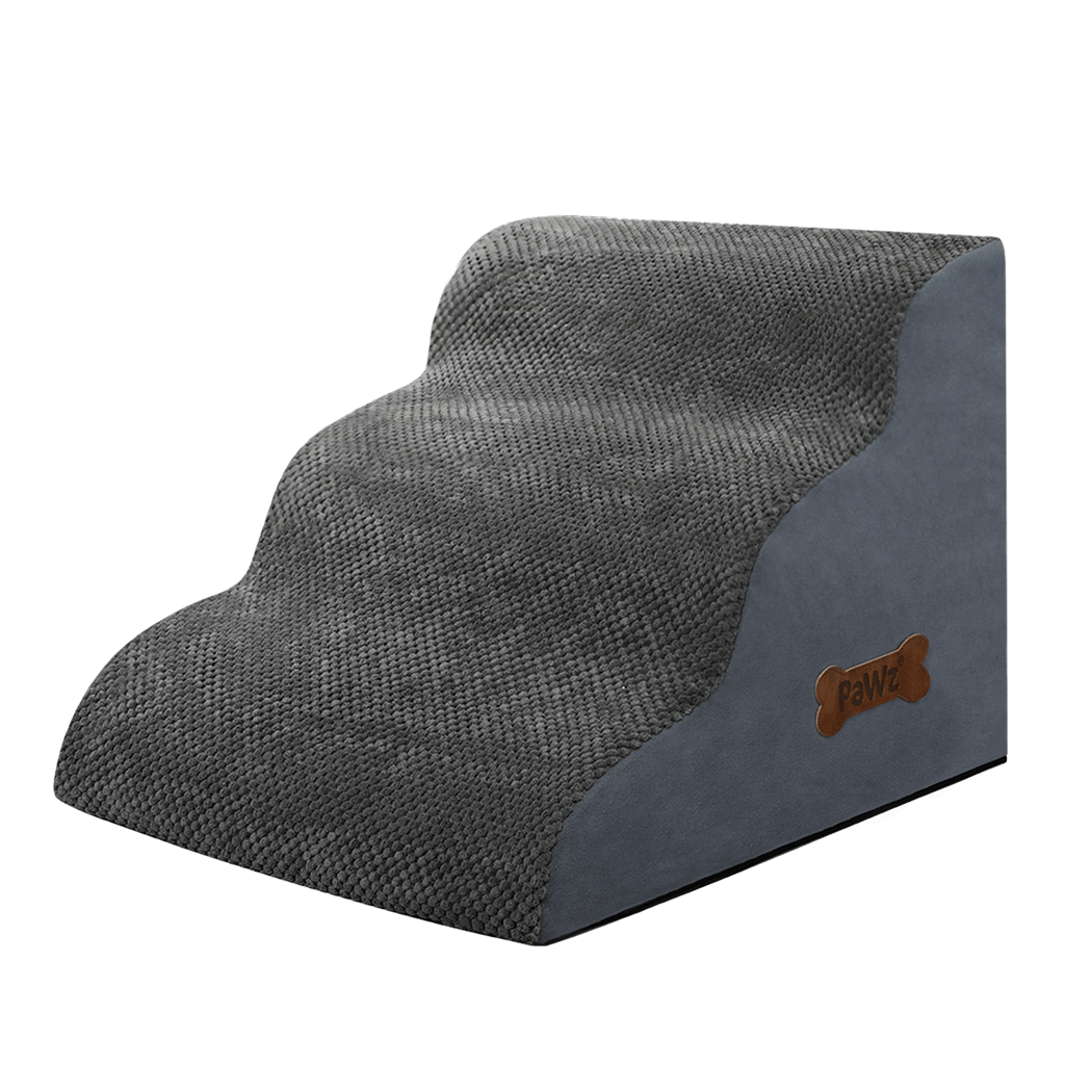 Pawz 3 Steps Pet Stairs Dog Ramp High Density Foam Grey-2006732707169701896