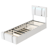 Levede Single Bed Frame Leather Headboard RGB 2 Drawers-2006732796336410632