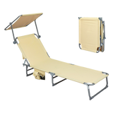 Levede Foldable Lounge Chairs with Canopy Khaki-2006732877097734152