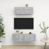 2 Piece TV Cabinet Set Concrete Grey Engineered Wood - Front View