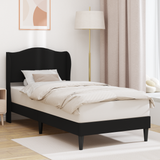 Bed Frame with Headboard Black 107 x 203 cm Faux Leather - Front View