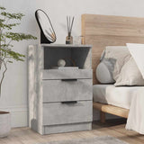 Bedside Cabinet Concrete Grey Engineered Wood - Front View