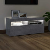 TV Cabinet with LED Lights Concrete Grey 90x35x40 cm - Side View