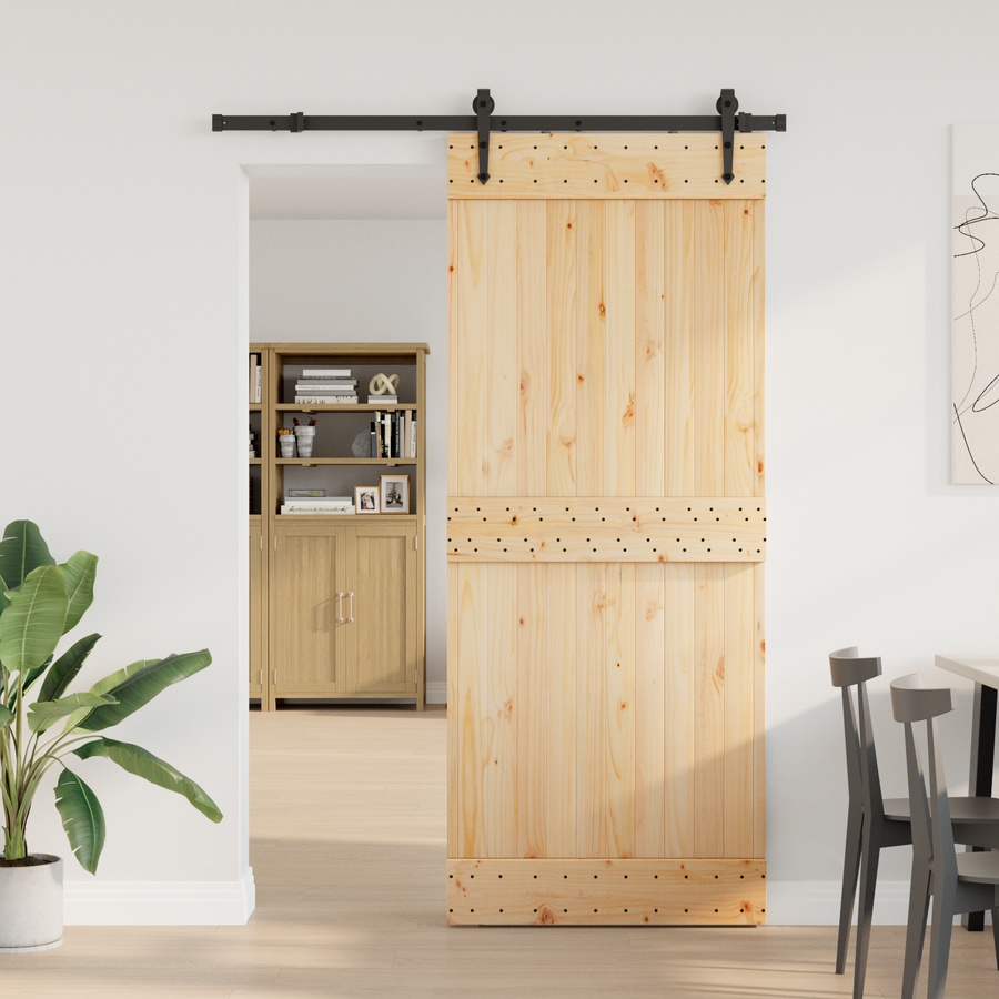 Sliding Door NARVIK Natural and Black 85 x 210 cm (152.5 cm)