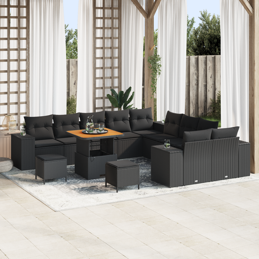 Garden Sofa Set 13 pcs Black Poly Rattan