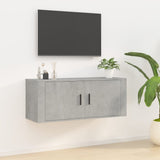 Wall Mounted TV Cabinet Concrete Grey 100x34.5x40 cm - Front View
