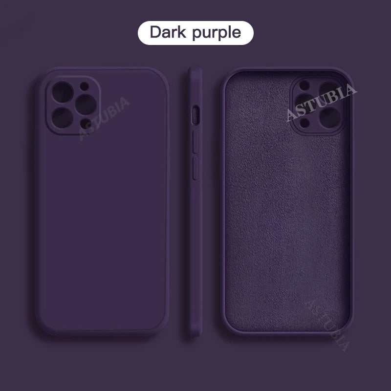 New Plain Neon Liquid Silicone Colorful Soft Case for iPhone 16 15 14 13 12 11 Pro Max Plus Fluorescent Microfiber Pink Cover