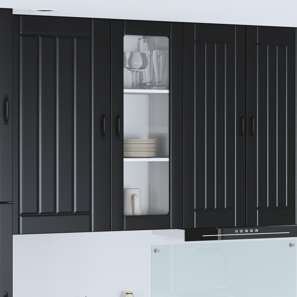 Wall Glass Cabinet LUCCA Black 40 x 31 x 100 cm Engineered Wood