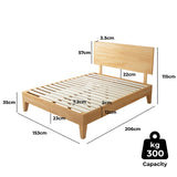 Levede Queen Rubberwood Bed Frame - Front View