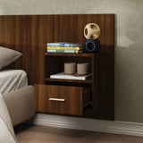 Wall-mounted Bedside Cabinet Brown Oak - Side View
