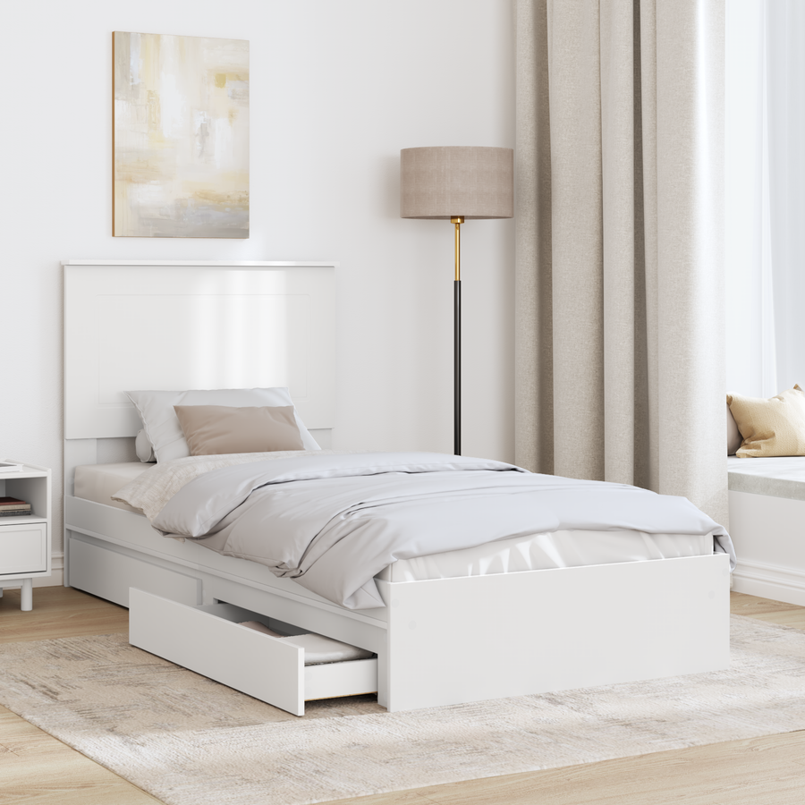 Storage Bed White 90 x 190 cm Engineered Wood