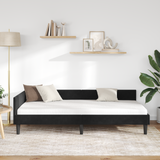 Corner Bed Frame Black 90 cm x 190 cm VelvetandPlywood - Side View