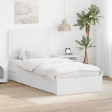Storage Bed with Headboard White 90 x 190 cm Engineered Wood - Front View