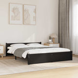 Bed Frame without Mattress Black Solid Wood 135x190 cm - Front View