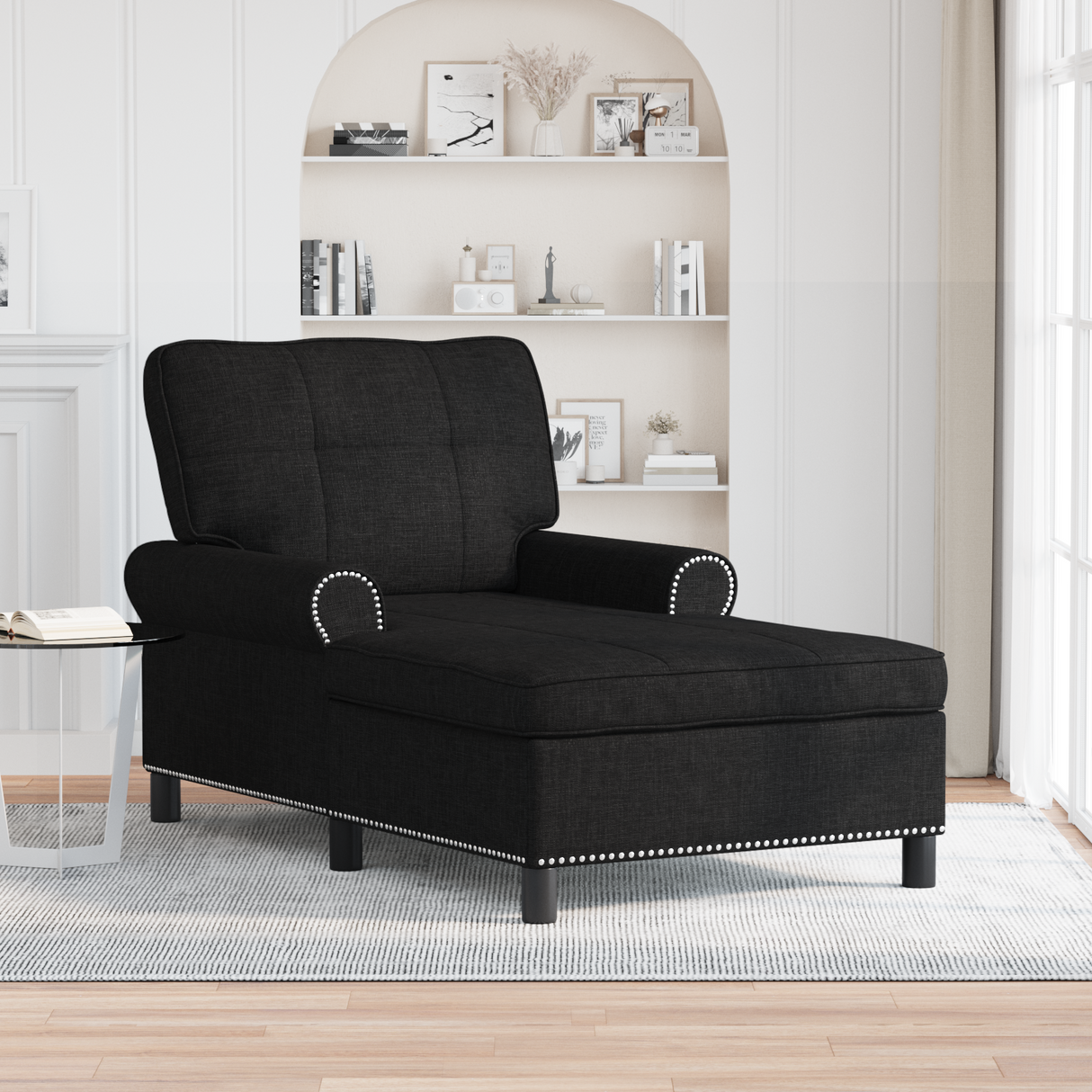 Lounge Chair with Cushion Black 91 x 157 x 91 cm Fabric