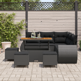 Garden Sofa Set 9 pcs 8-Seater Black Poly Rattan - Side View