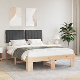 Bed Frame with Upholstered Headboard Dark Grey 135 x 190 cm - Front View