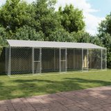 Dog Cage with Roof Silver 800 x 200 x 256 cm Steel and PE