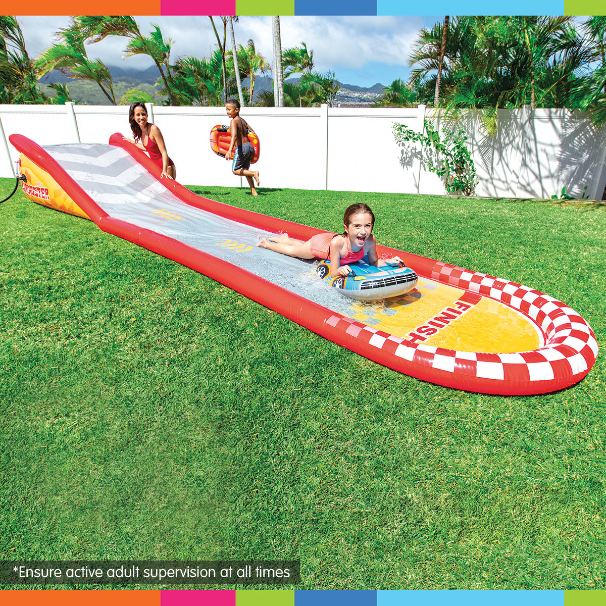 Intex 57167NP Racing Fun 5.6m Outdoor Water Slide with Body Boards