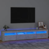 TV Cabinet with LED Lights Concrete Grey 210x35x40 cm - Front View