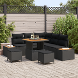Garden Sofa Set 8 pcs Black Poly Rattan and Powder-coated Steel