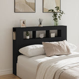 LED Headboard Black 140 cm Engineered Wood - Side View