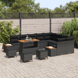 Garden Sofa Set with Cushion 13 pcs Black Poly rattan - Side View
