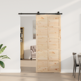 Sliding Door Natural 80 x 208 cm Solid Pine Wood - Side View