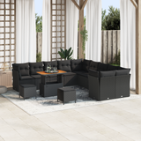 Garden Sofa Set with Cushion with Storage 13 pcs Black - Front View