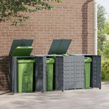 Wheelie Bin Storage for 4 Bins Grey 276x79x117 cm Steel - Side View