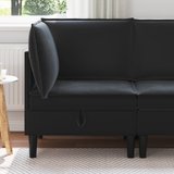 Sofa with Storage Black Velvet - Front View