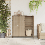 Storage Cabinet with Shelf Beige 100 x 36 x 102 cm Rattan - Side View
