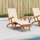 Reclining and Folding Sunlounger Folding 2 pcs Cream White - Front View