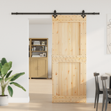 Sliding Door NARVIK Natural and Black 90 x 210 cm (213.5 cm) - Front View