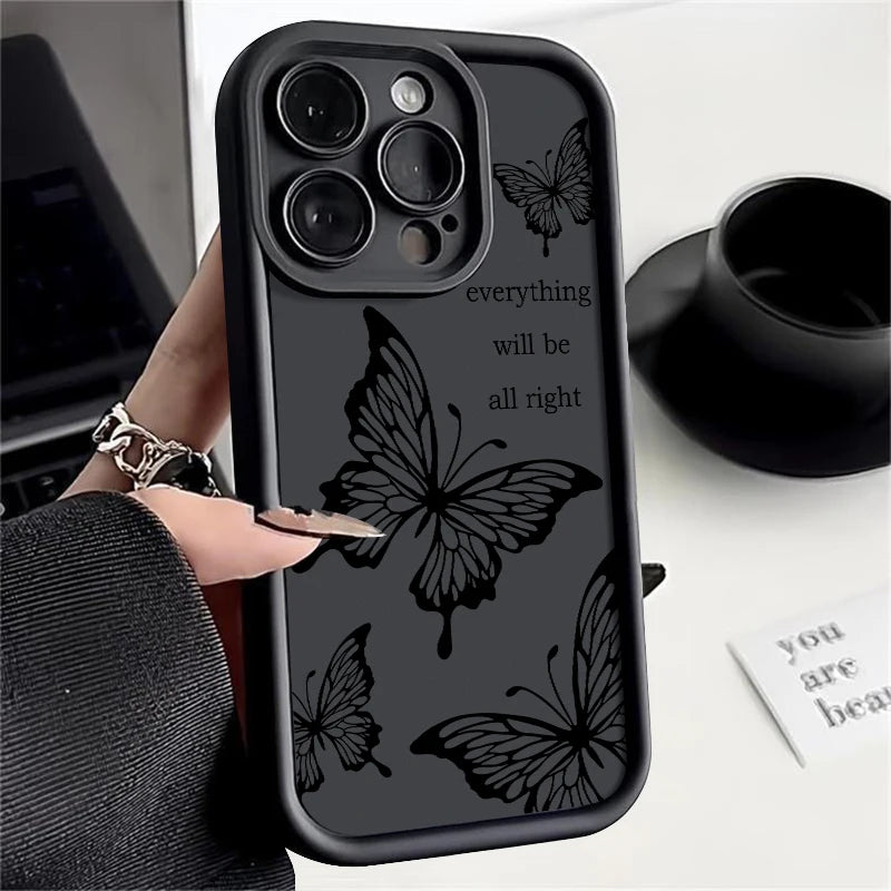 Shockproof Butterfly Case For iPhone 15 Pro Max Luxury Soft Silicone Phone Back Bumper Cover For iPhone 14 13 12 16 Pro Max 11