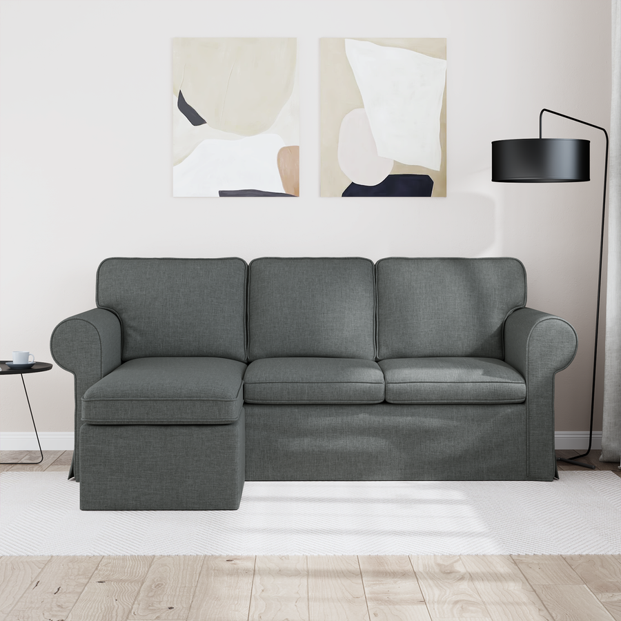 Sofa Dark Grey 195 x 138 x 80 cm Fabric