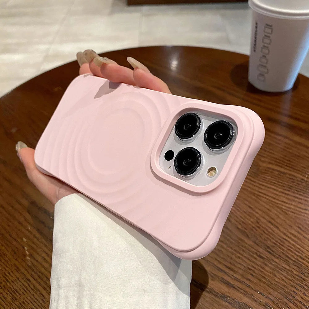 Water Ripple Liquid Silicone For Magsafe Wireless Charge Magnetic Case For iPhone 15 16 14 13 11 12 Pro Max Soft Shockproof Case