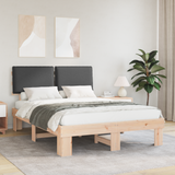 Bed Frame with Upholstered Headboard Dark Grey 135 x 190 cm - Front View